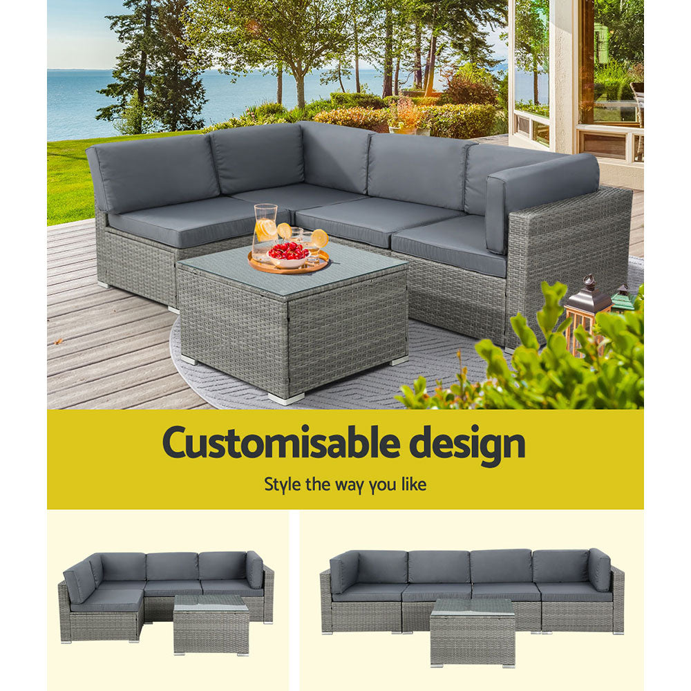 Marston 5 Piece Outdoor Sofa Set – Grey – 4 Seats & Above