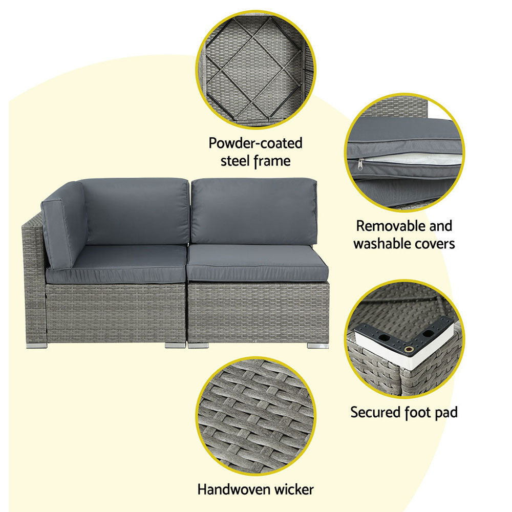 Marston 5 Piece Outdoor Sofa Set – Grey – 4 Seats & Above