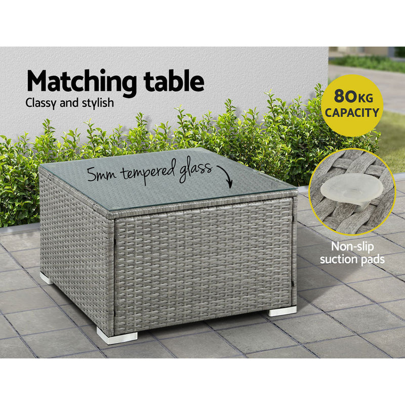 5-Piece Outdoor Sofa Set – Wicker Lounge, Grey