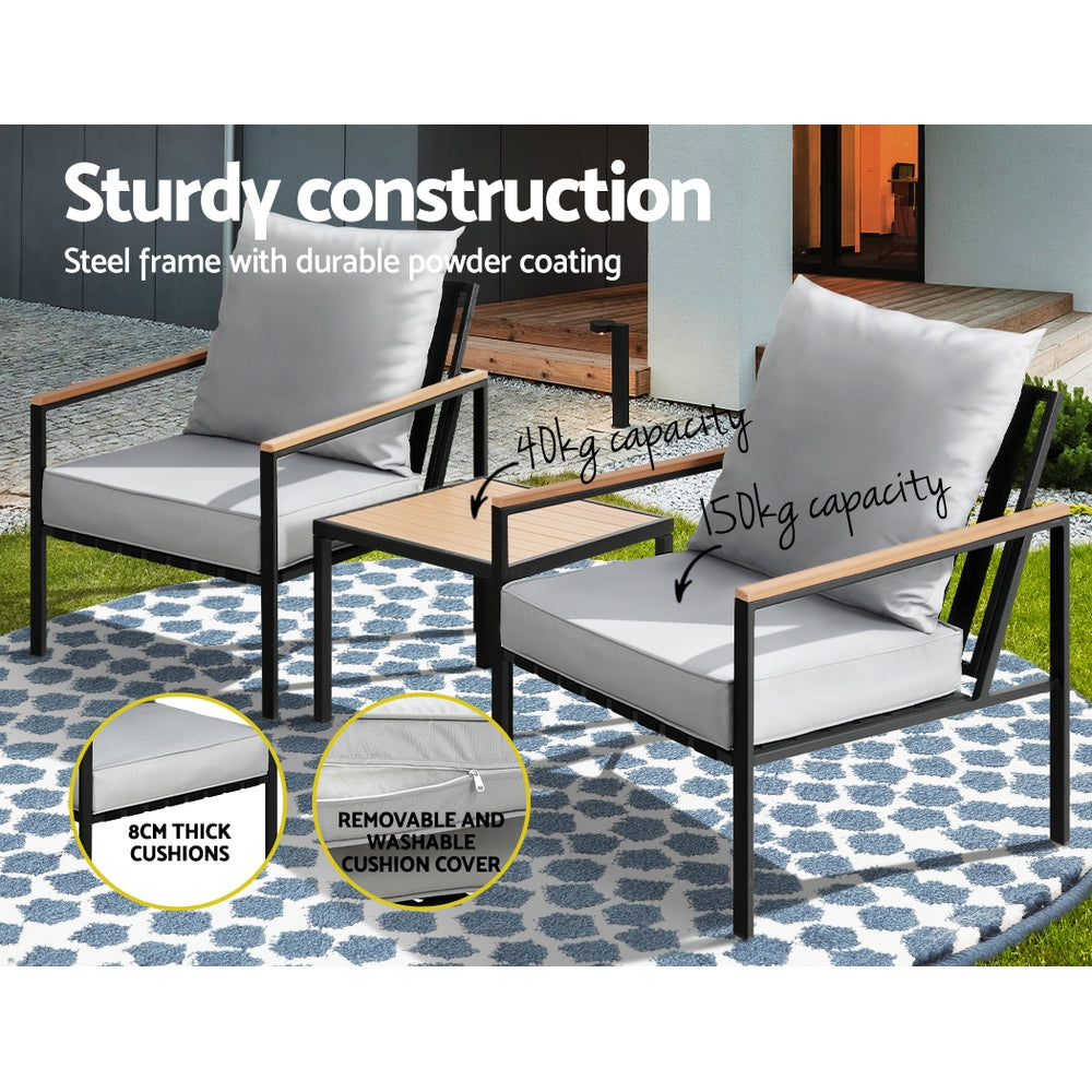 Arlo Outdoor Bistro Set – Black – 3 Piece