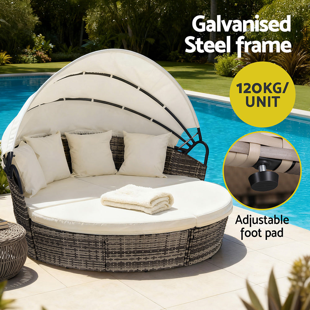 Solara Outdoor Day Bed – Beige – Set of 3