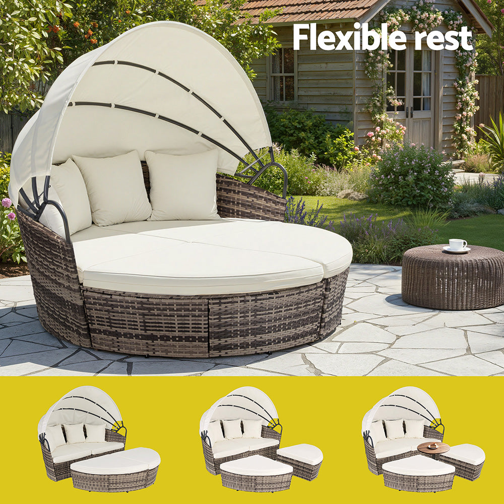 Solara Outdoor Day Bed – Beige – Set of 3