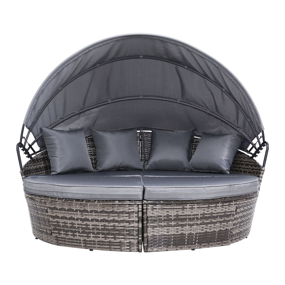 Alderon Outdoor Day Bed with Canopy – Grey – 180 cm