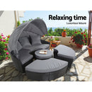 Sun Lounge Wicker Lounge Day Bed - Black