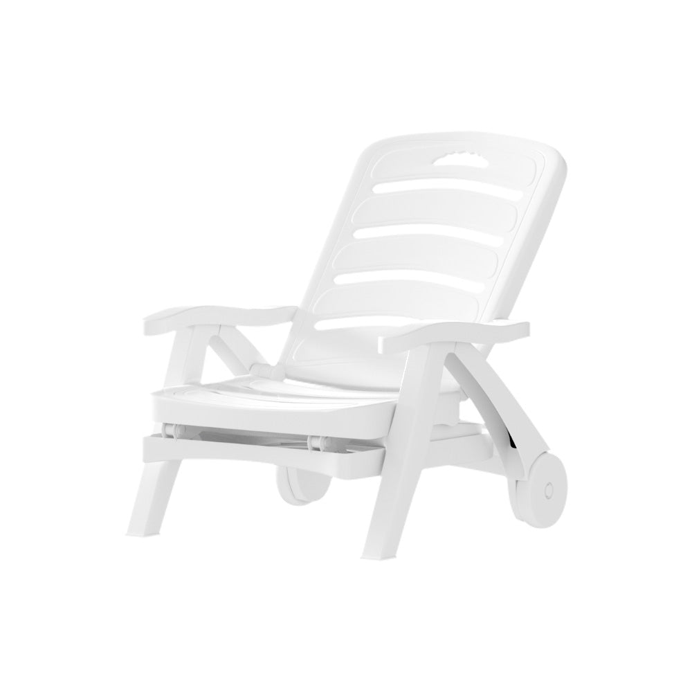 Solano Folding Sun Lounger – White – 150 kg