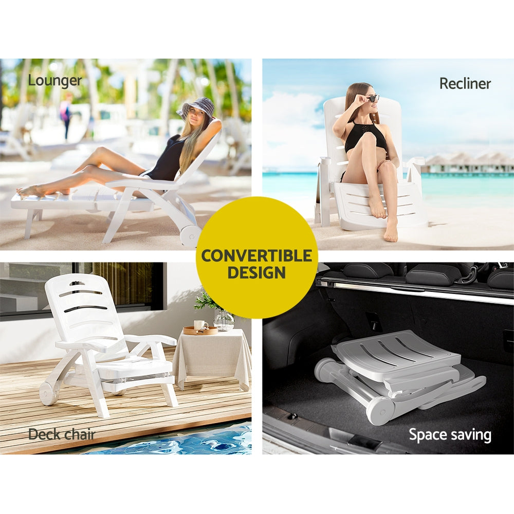 Solano Folding Sun Lounger – White – 150 kg