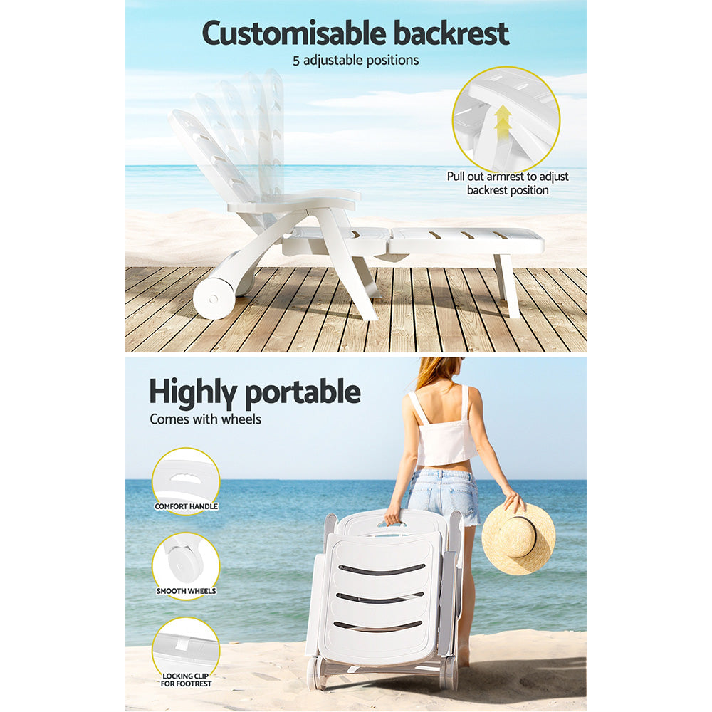 Solano Folding Sun Lounger – White – 150 kg