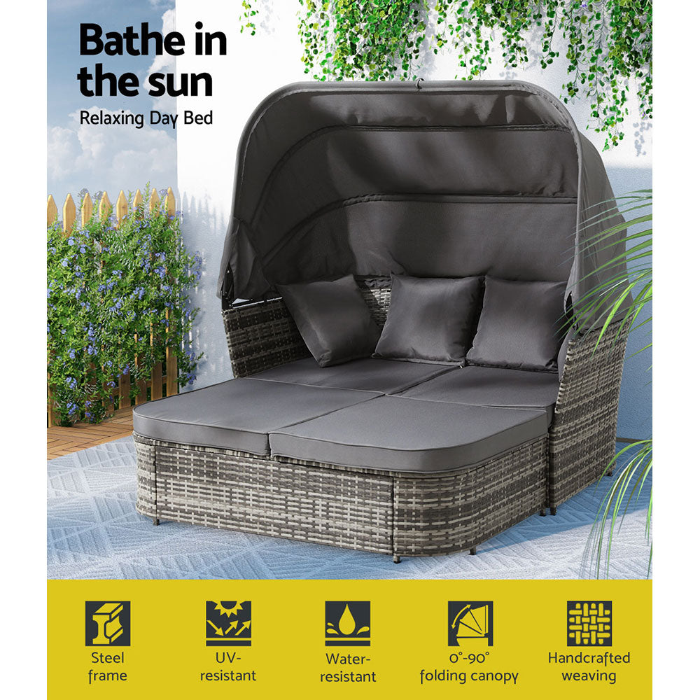 Hudson Wicker Day Bed – Grey – Square