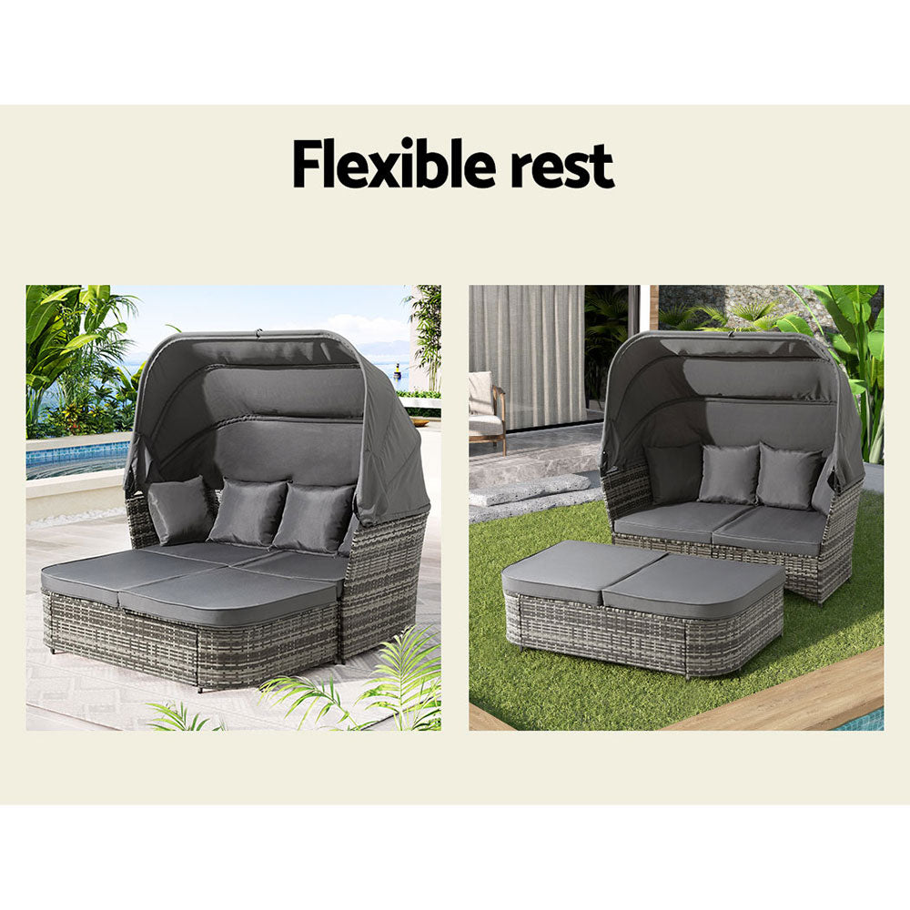 Hudson Wicker Day Bed – Grey – Square
