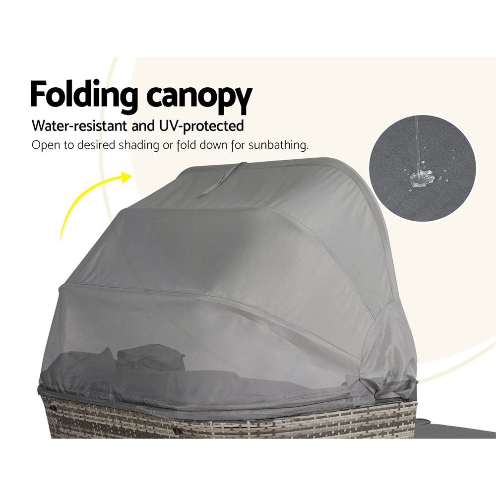 Hudson Wicker Day Bed – Grey – Square