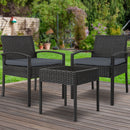 3 PC Wicker Outdoor Lounge Setting - Black