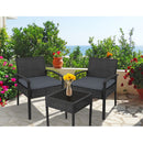 3 PC Wicker Outdoor Lounge Setting - Black