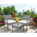 3 PC  Wicker Outdoor Lounge Setting - Grey