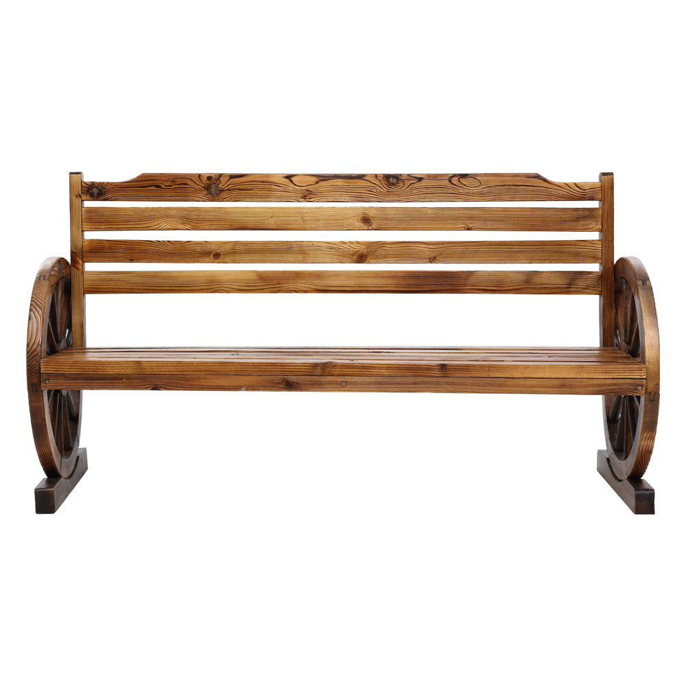 Canyon Wagon Wheel Garden Bench – Brown – 3 Seater