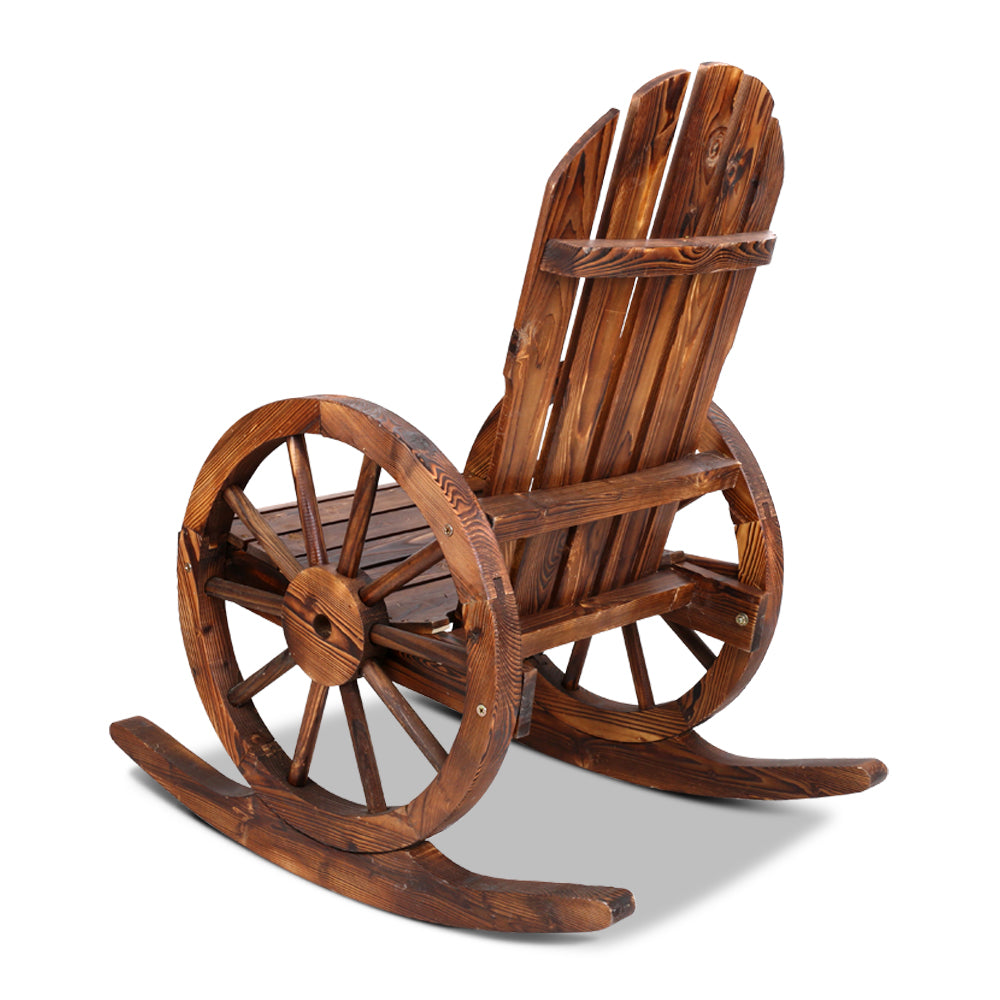 Settlers Wagon Wheel Rocking Chair – Brown