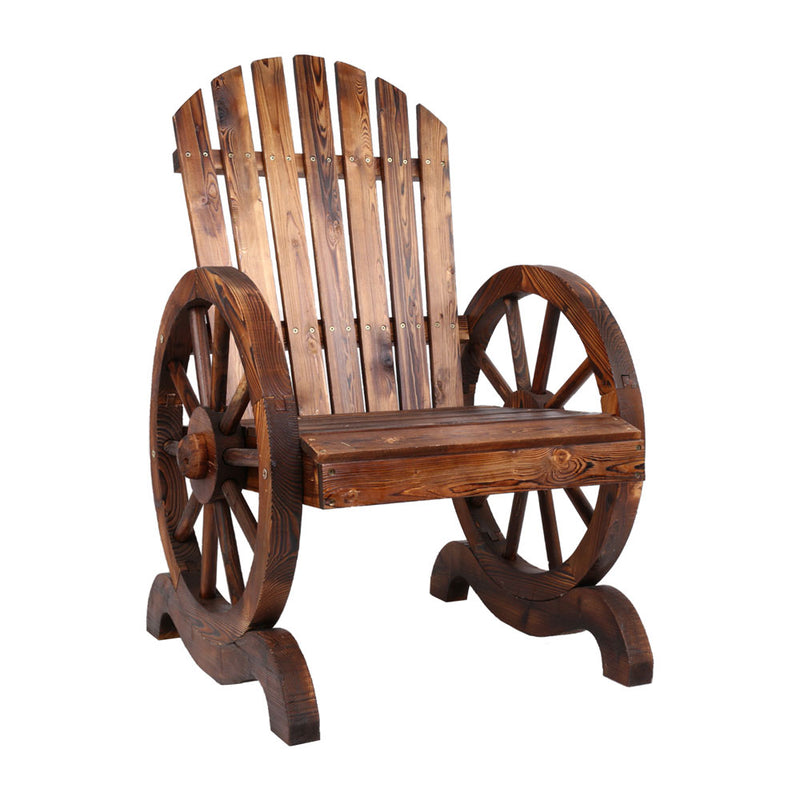Wagon Wheel Garden Chair – Wooden Outdoor Style