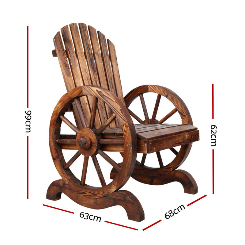 Wagon Wheel Garden Chair – Wooden Outdoor Style
