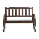 Wooden 2-Seater Garden Bench – Wagon Wheel Style, Brown