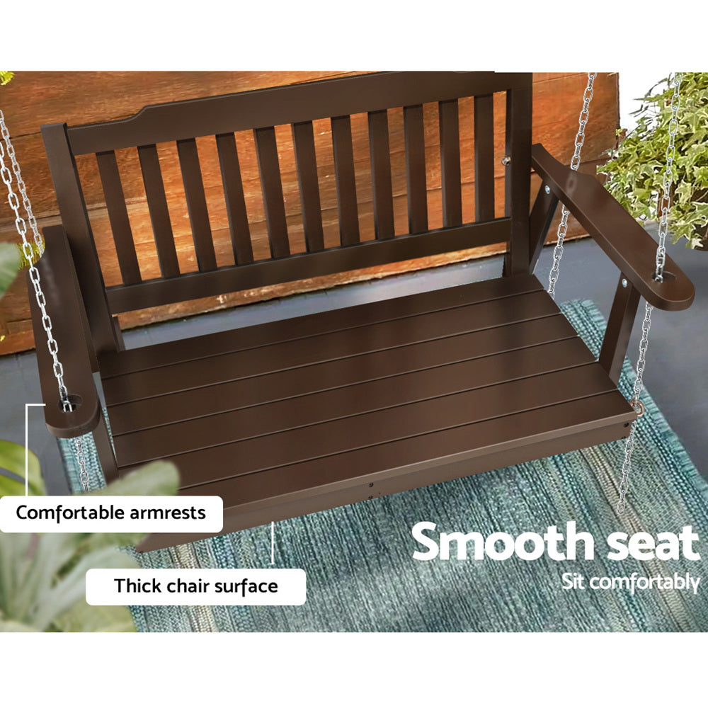 Harlow Wooden Porch Swing – Brown – 2 Seater