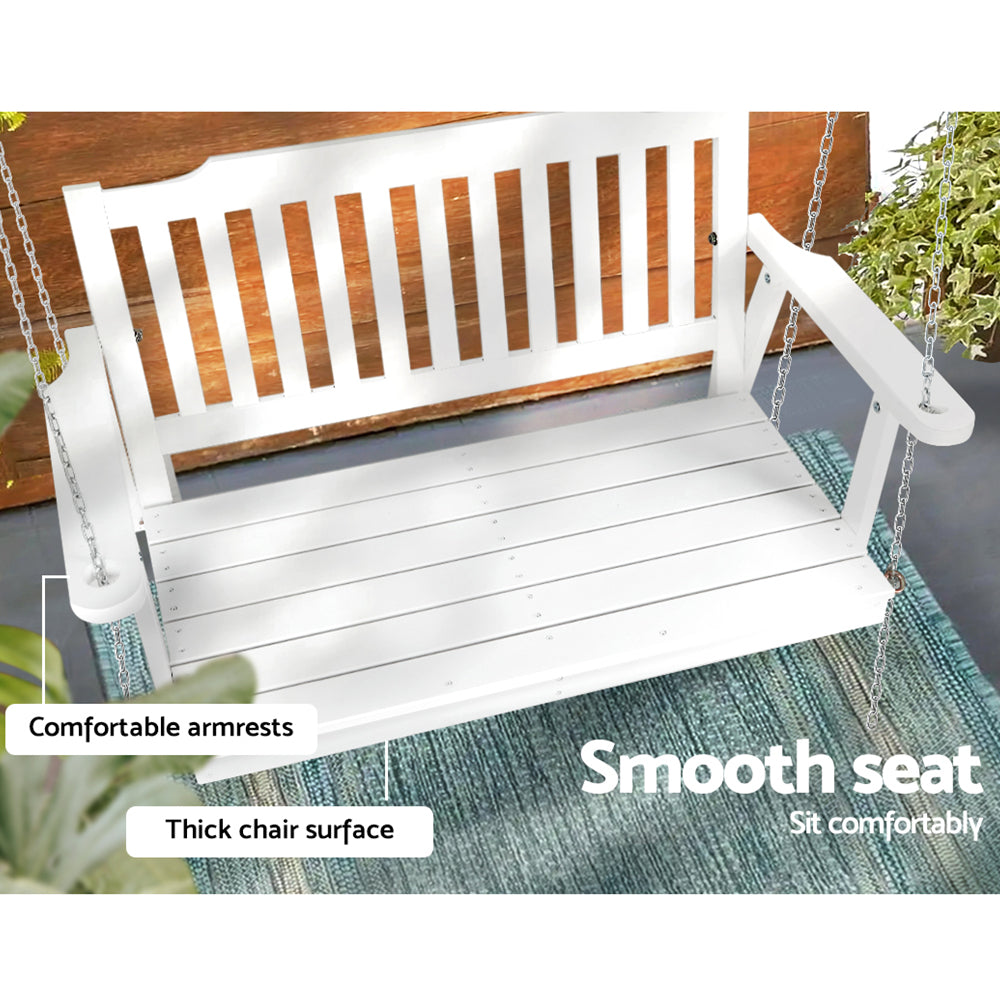 Harlow Wooden Porch Swing – White – 2 Seater