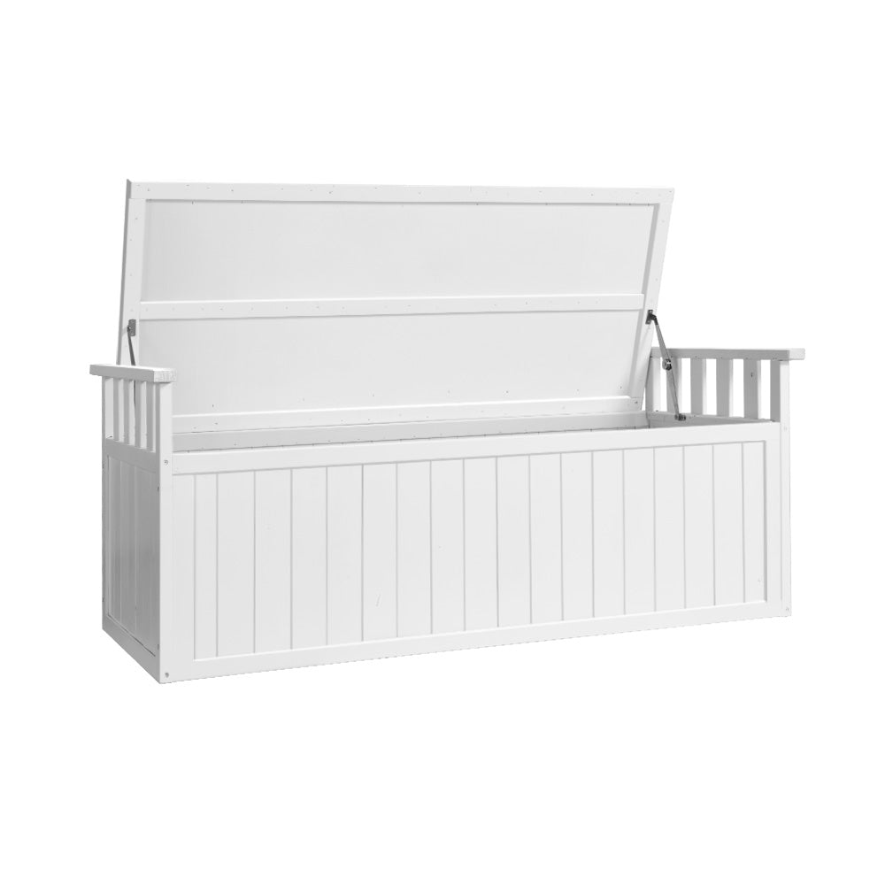 Alderon Outdoor Storage Bench – White – 129 cm