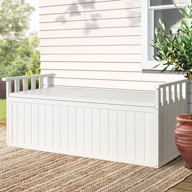 129cm Outdoor Storage Bench – Wooden Toy Chest, White XL