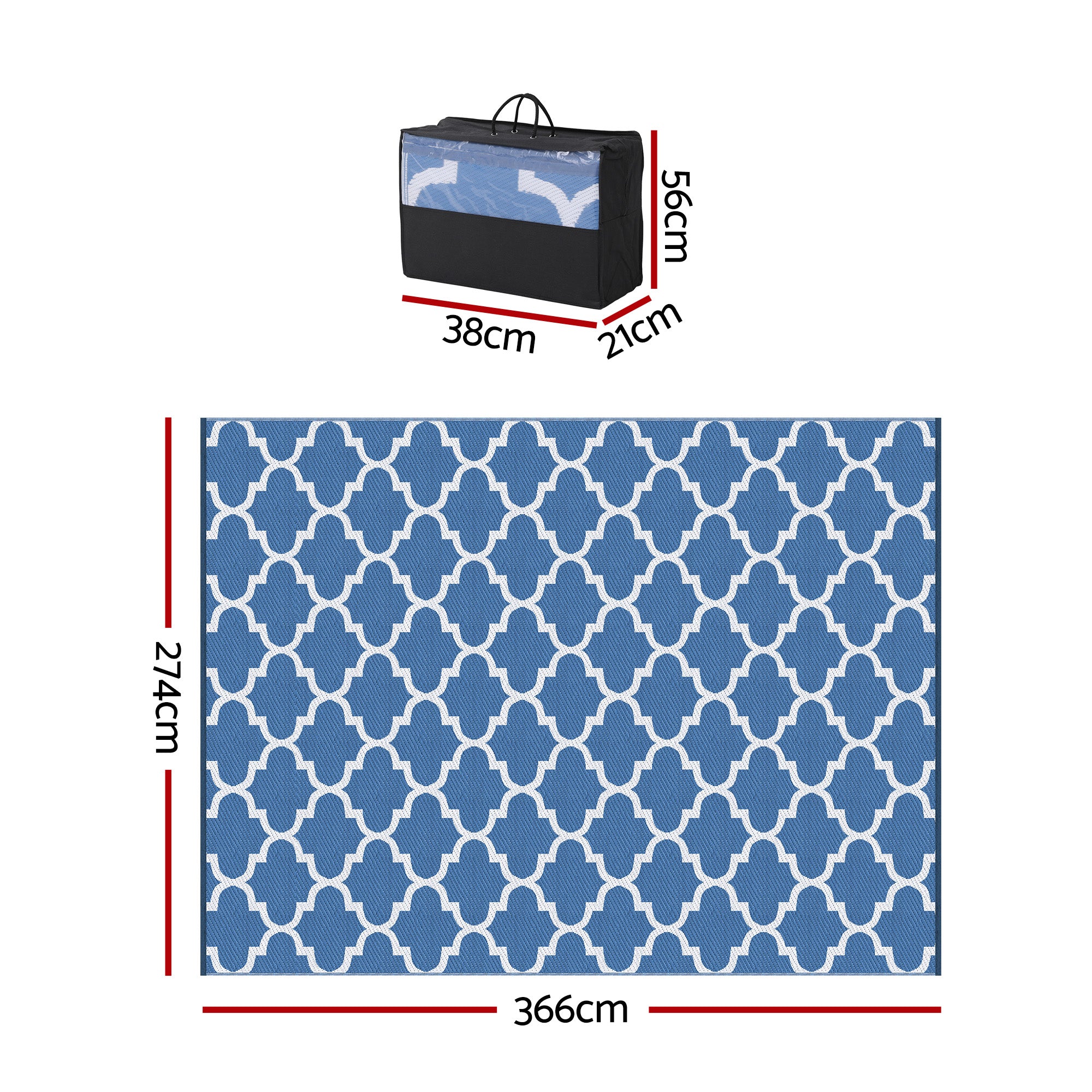 Volos Outdoor Area Rug – Blue – Large