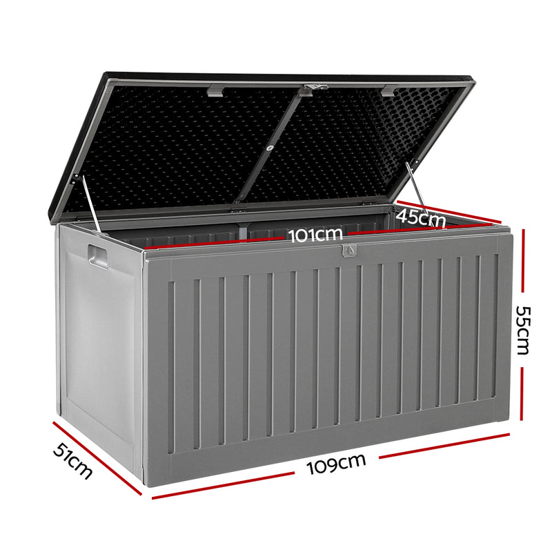 Outdoor Storage Box 270L – Lockable Bench, Grey
