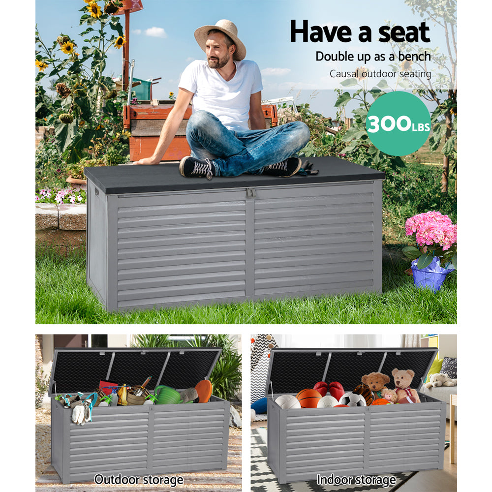 Holston Outdoor Storage Box – Grey & Black – 490L