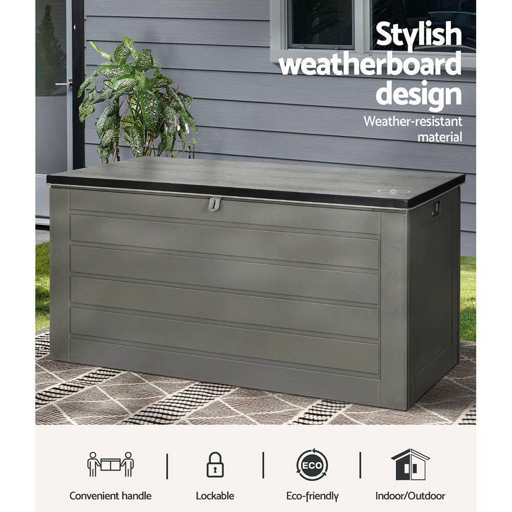Ashton Outdoor Storage Box – Grey & Black – 680L