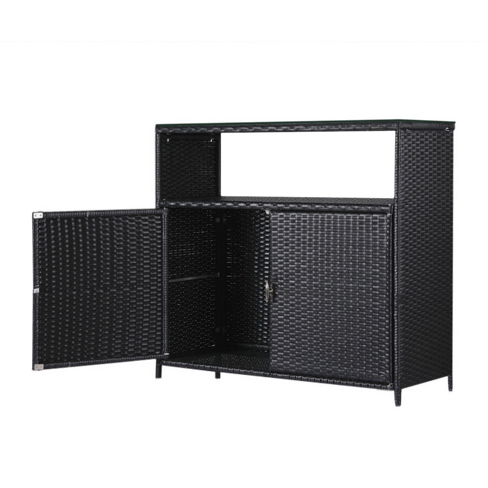 Outdoor Storage Cabinet Box Garage Wicker Shed Tools Shelf Chest Garden