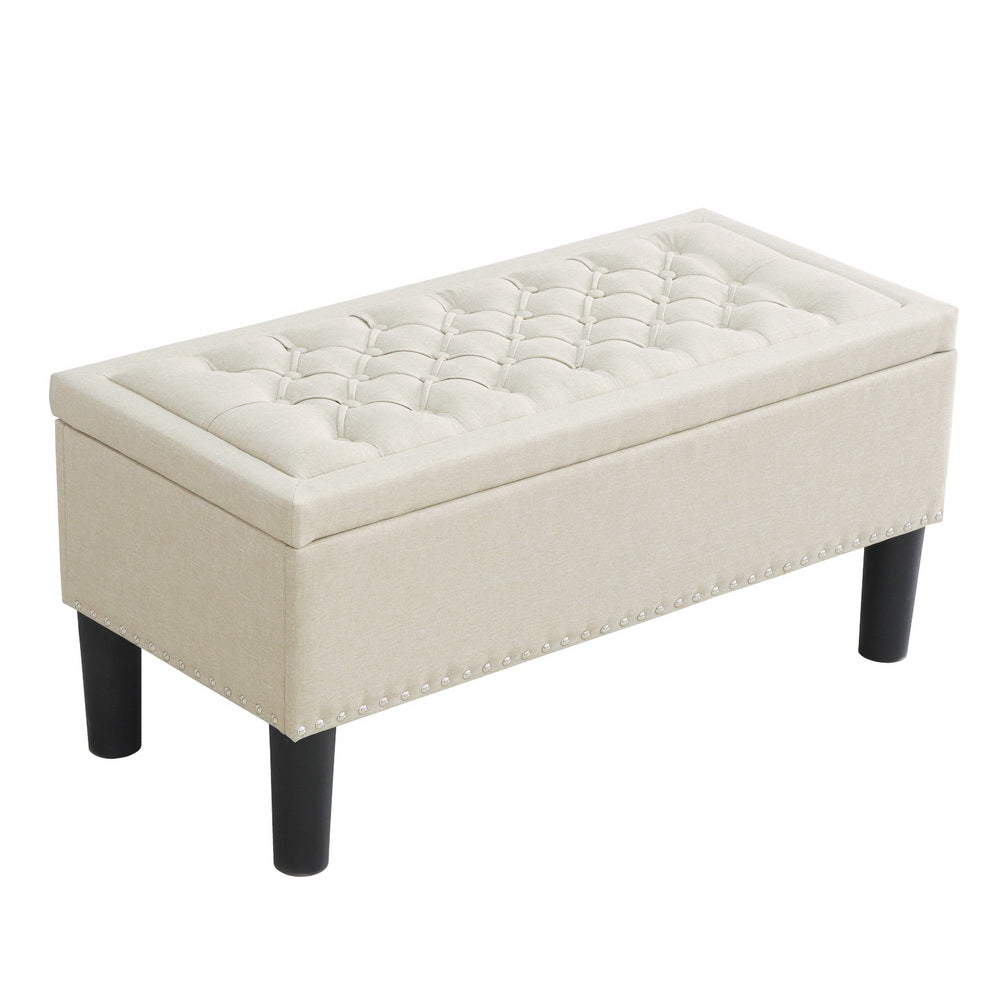 Harlow Storage Ottoman – Taupe – 96 cm