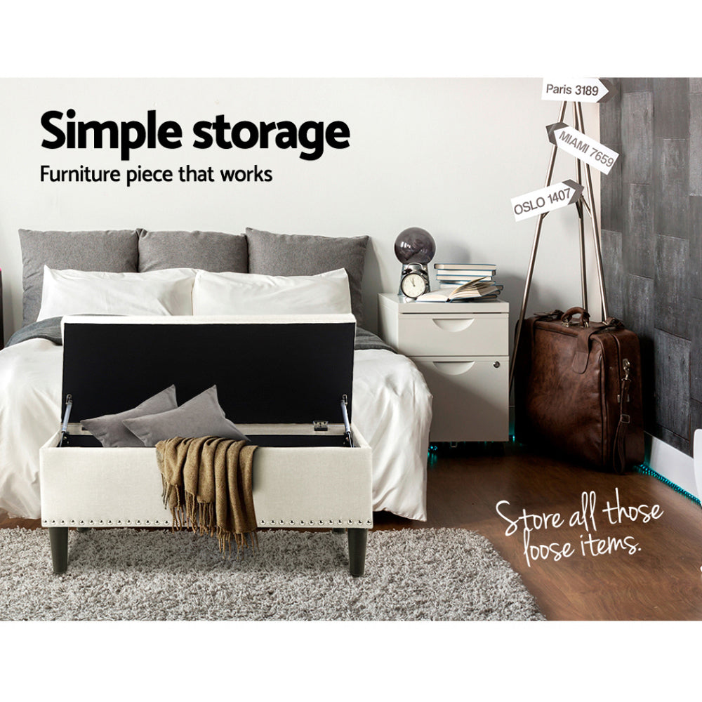 Harlow Storage Ottoman – Taupe – 96 cm