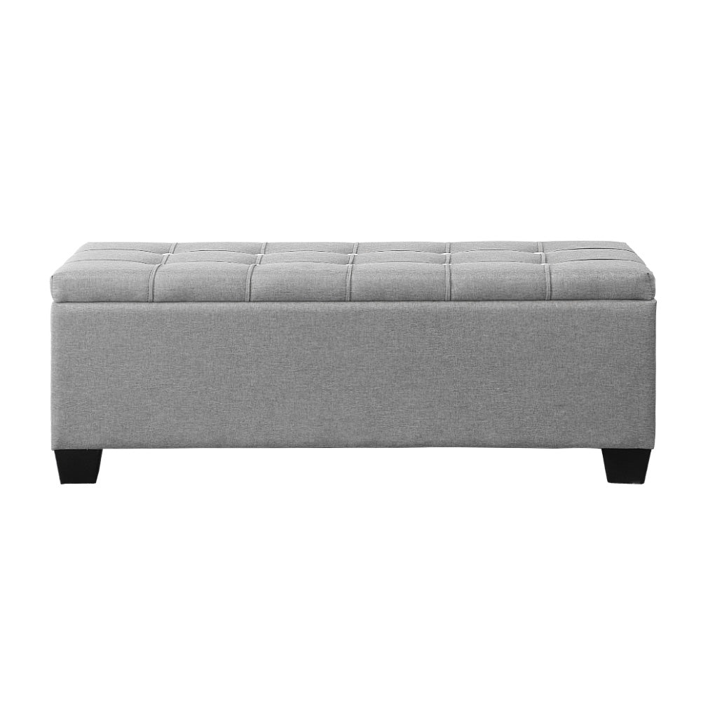 Serano Tufted Storage Ottoman – Light Grey – 97 cm
