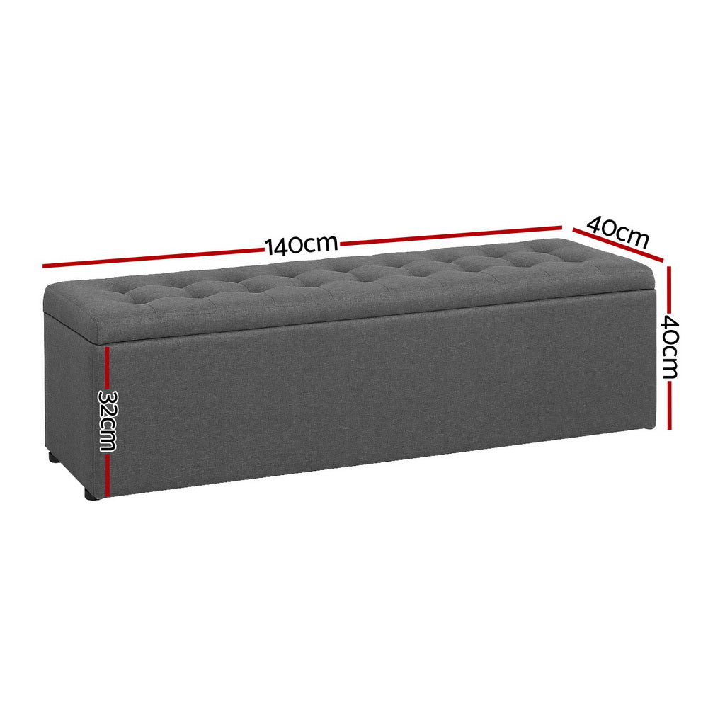 Haxton Linen Storage Ottoman – Dark Grey – 140 cm