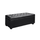 Blanket Storage Ottoman – Leather, 97cm Black