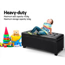 Blanket Storage Ottoman – Leather, 97cm Black
