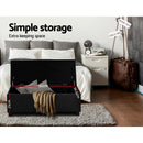 Blanket Storage Ottoman – Leather, 97cm Black