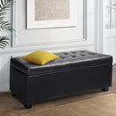 Blanket Storage Ottoman – Leather, 97cm Black