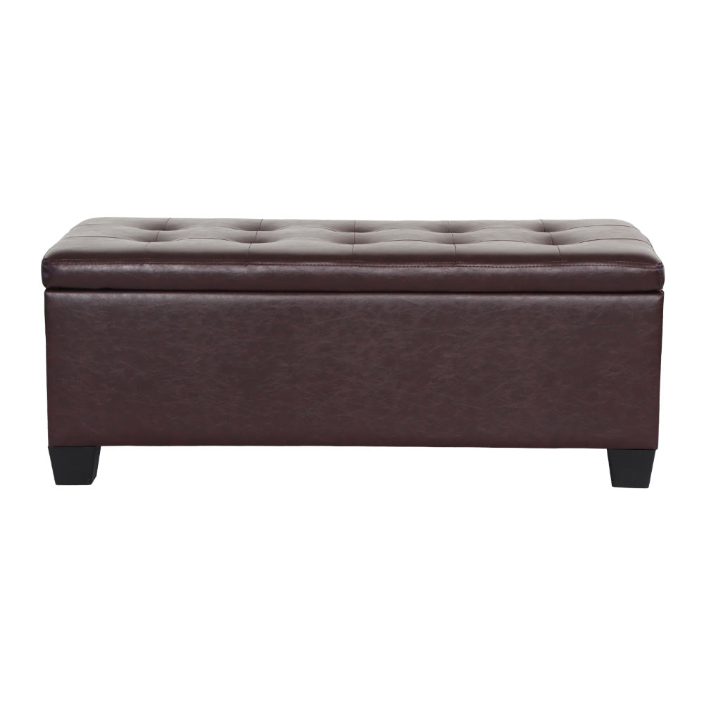Kairo Storage Ottoman – Leather – Brown – 97 cm