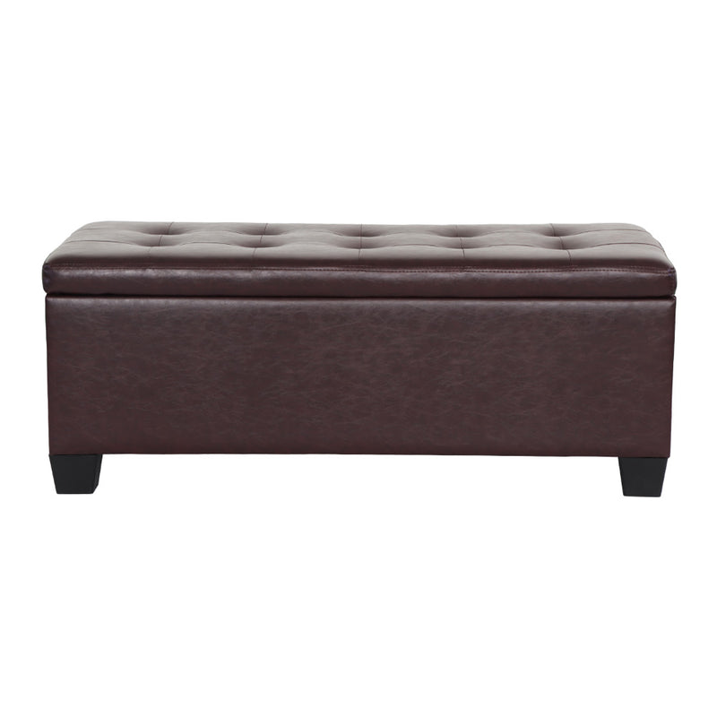 Blanket Storage Ottoman – Leather, 97cm Brown