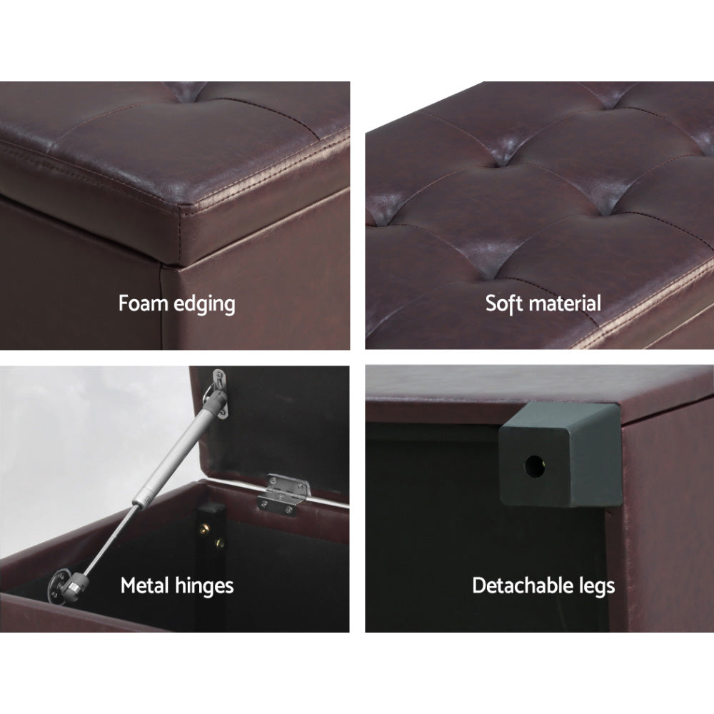 Kairo Storage Ottoman – Leather – Brown – 97 cm