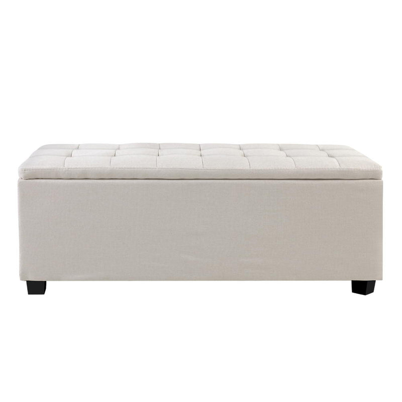 Linen Ottoman Blanket Box - 97cm - Beige