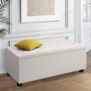 Linen Ottoman Blanket Box - 97cm - Beige