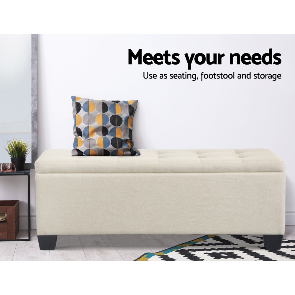 Hadley Storage Ottoman – Beige – 97 cm