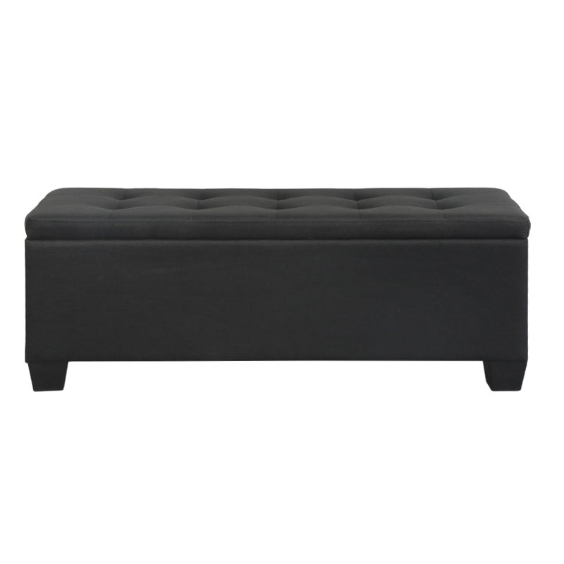Blanket Storage Ottoman – Linen, 97cm Black