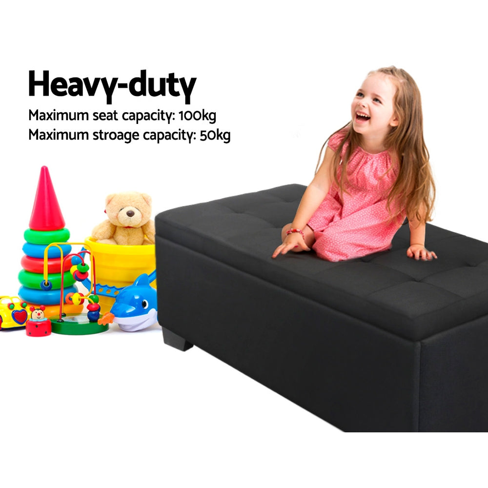 Dalton Storage Ottoman – Black – 97 cm