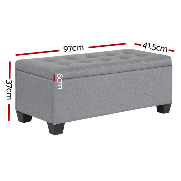Blanket Storage Ottoman – Linen, 97cm Grey