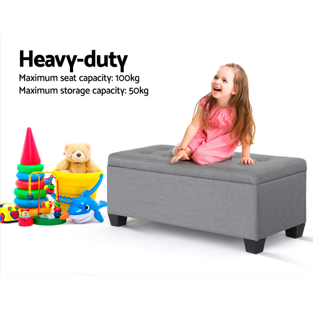Alderon Storage Ottoman – Linen – Grey – 97 cm