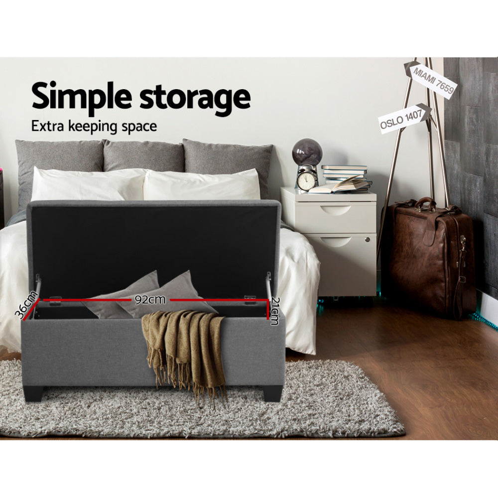 Alderon Storage Ottoman – Linen – Grey – 97 cm